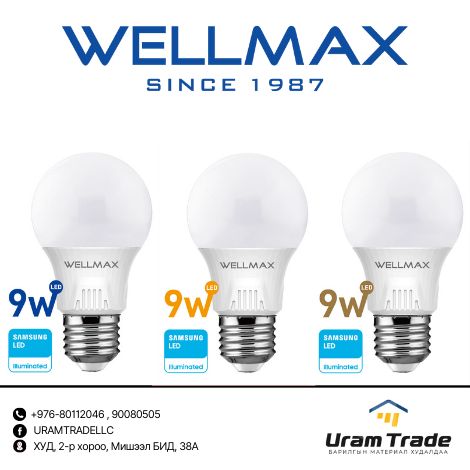 WELLMAX - BALLET серийн LED чийдэн 9w