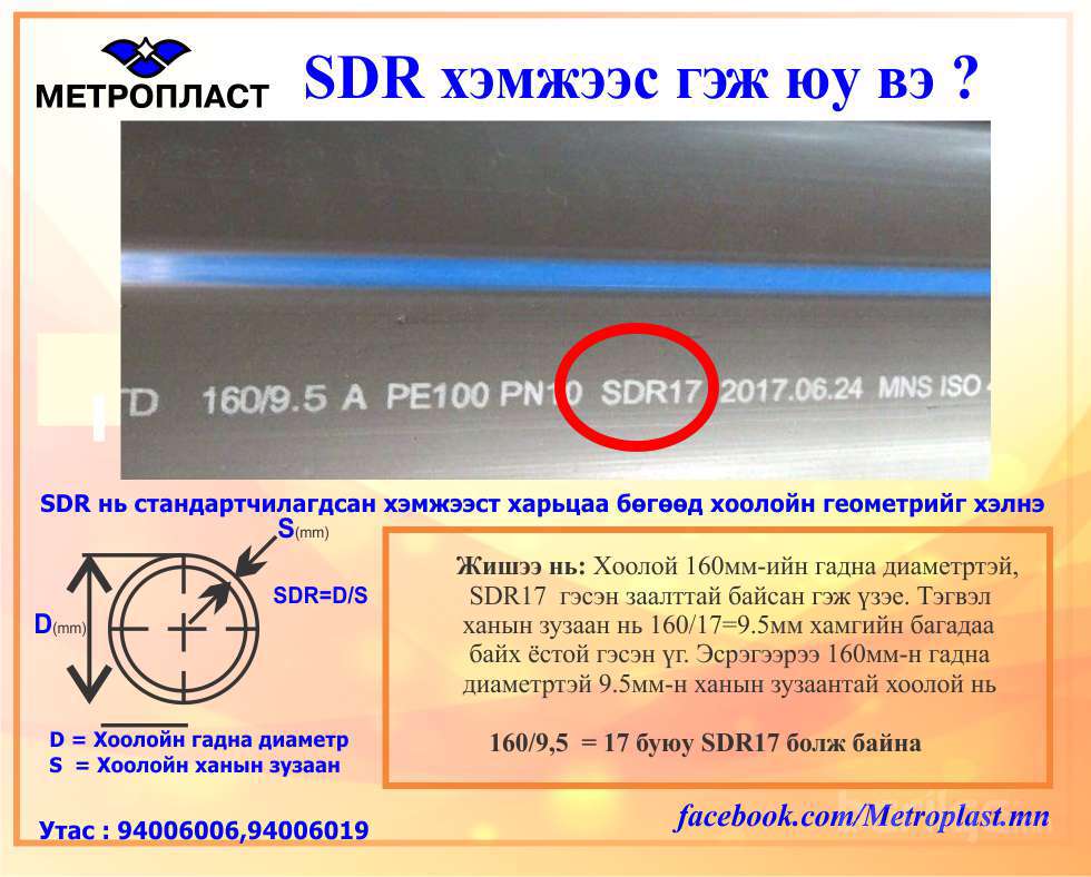 HDPE хоолойн SDR хэмжээс гэж юу вэ ?