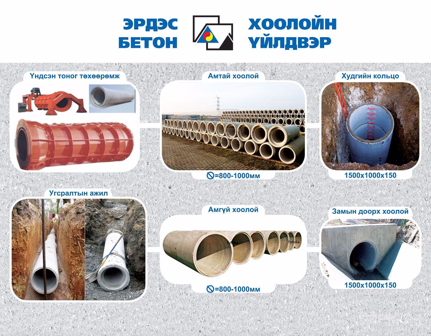 ТӨМӨР БЕТОН ХООЛОЙ /CONCRETE PIPE/