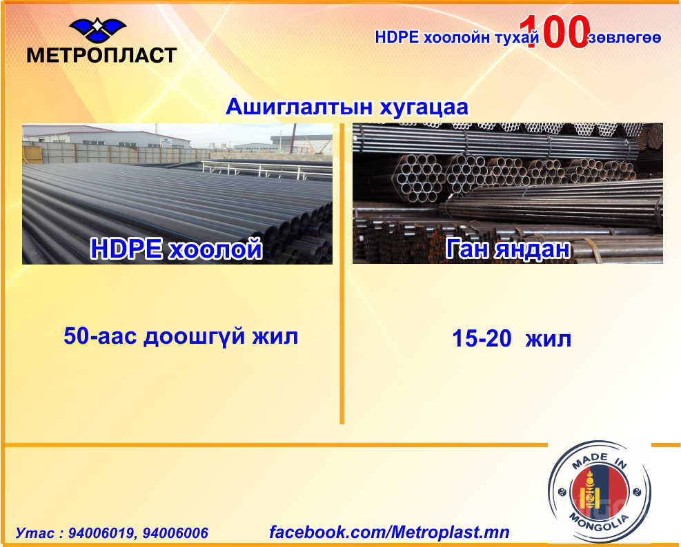 HDPE хоолойн үндэсний үйлдвэр "Метропласт" ХХК. HDPE 100 зөвлөгөө