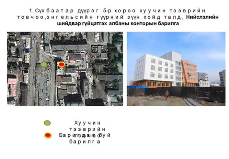 Зөрчилтэй барилгуудын байршил