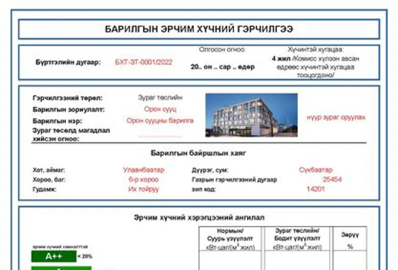 БАРИЛГЫН ЭРЧИМ ХҮЧНИЙ ГЭРЧИЛГЭЭ БОЛОВСРУУЛАХ СУРГАЛТ БОЛНО